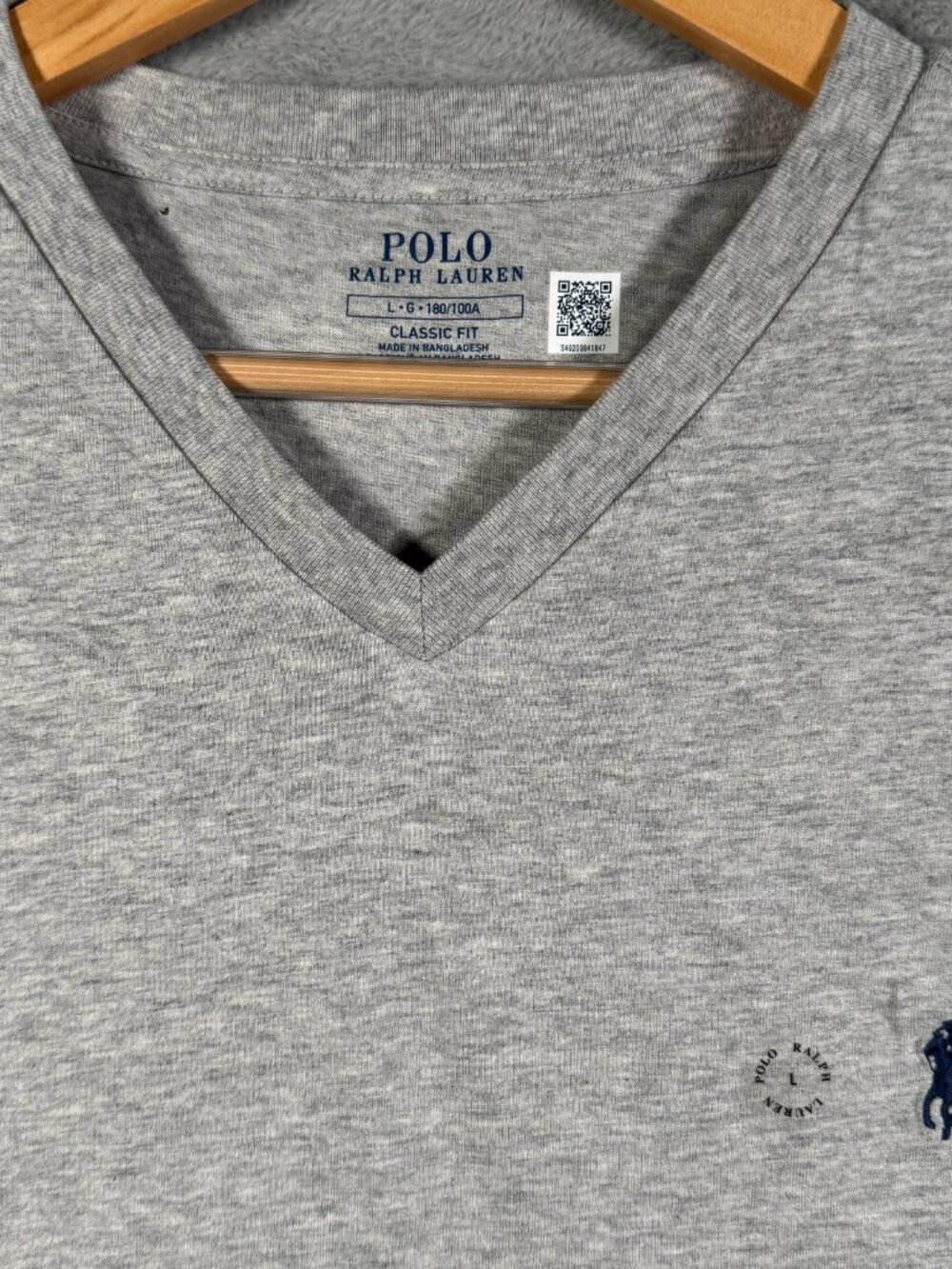 Polo Ralph Lauren T Shirt Mens L Gray V Neck Short Sleeve Classic Fit $55
